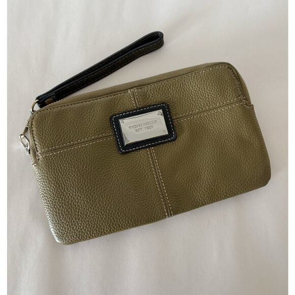 Tignanello Handbags - Green and Brown Tignanello Genuine Leather Clutch